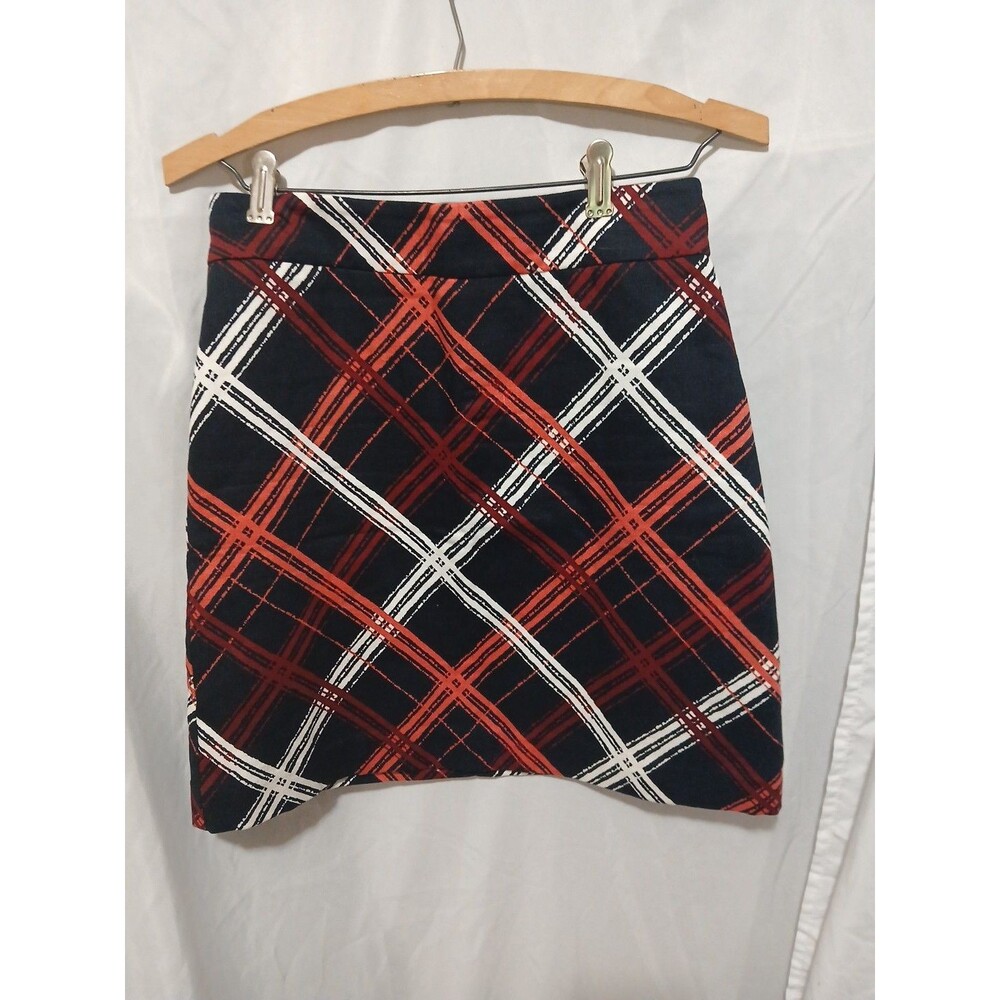 Ann Taylor Loft Multi Plaid Zip-Back A-Line Skirt Size 0p